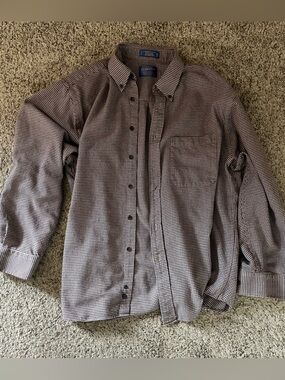 Pendleton Men's Brown Check Button-Down Shirt. Comfy and washable.